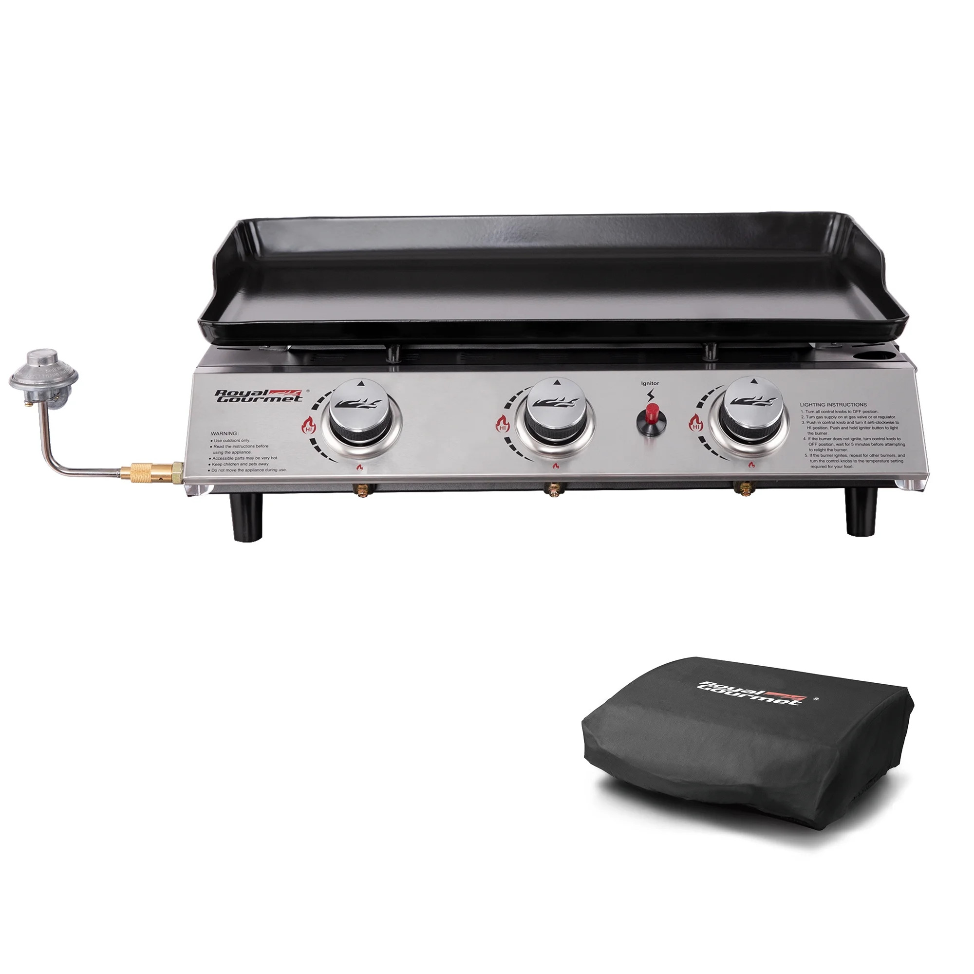 Royal Gourmet PD1302 3-Burner 26,400-BTU Portable Gas Grill Griddle | Walmart (US)