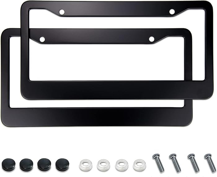Matte Black License Plate Frames - Airxwills License Plate Covers, 2 Packs Universal Aluminum Tag... | Amazon (US)