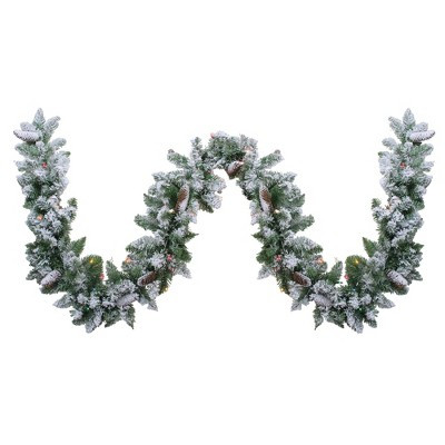 Northlight 9' x 10" Pre-Lit Flocked Pine Artificial Christmas Garland - Multi Color Lights | Target