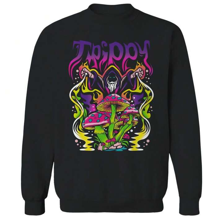 Nearly There Wizard_Trippy Graphic Unisex Cotton Pullover Sweatshirt | SHEIN