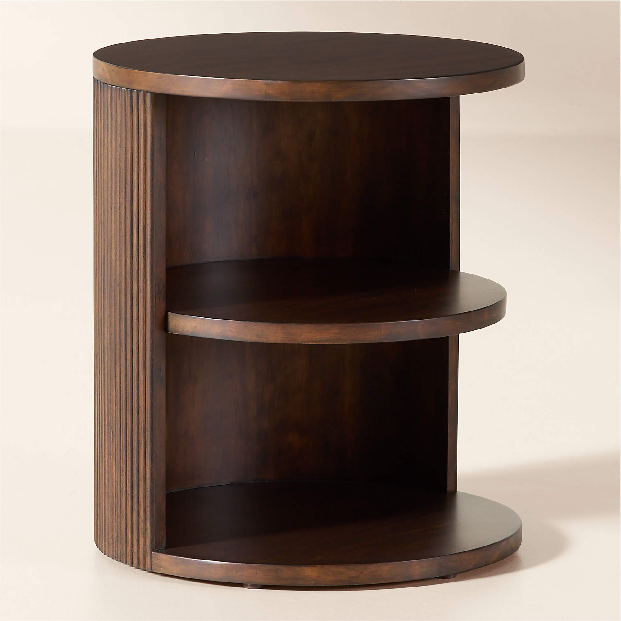 Colosseo Fluted Brown Wood Side Table | CB2 | CB2