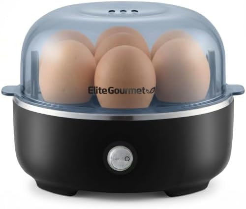 Elite Gourmet EGC115B Easy Egg Cooker, 7-Egg, BPA-Free, Classic Black | Cooks soft, medium, or ha... | Amazon (US)