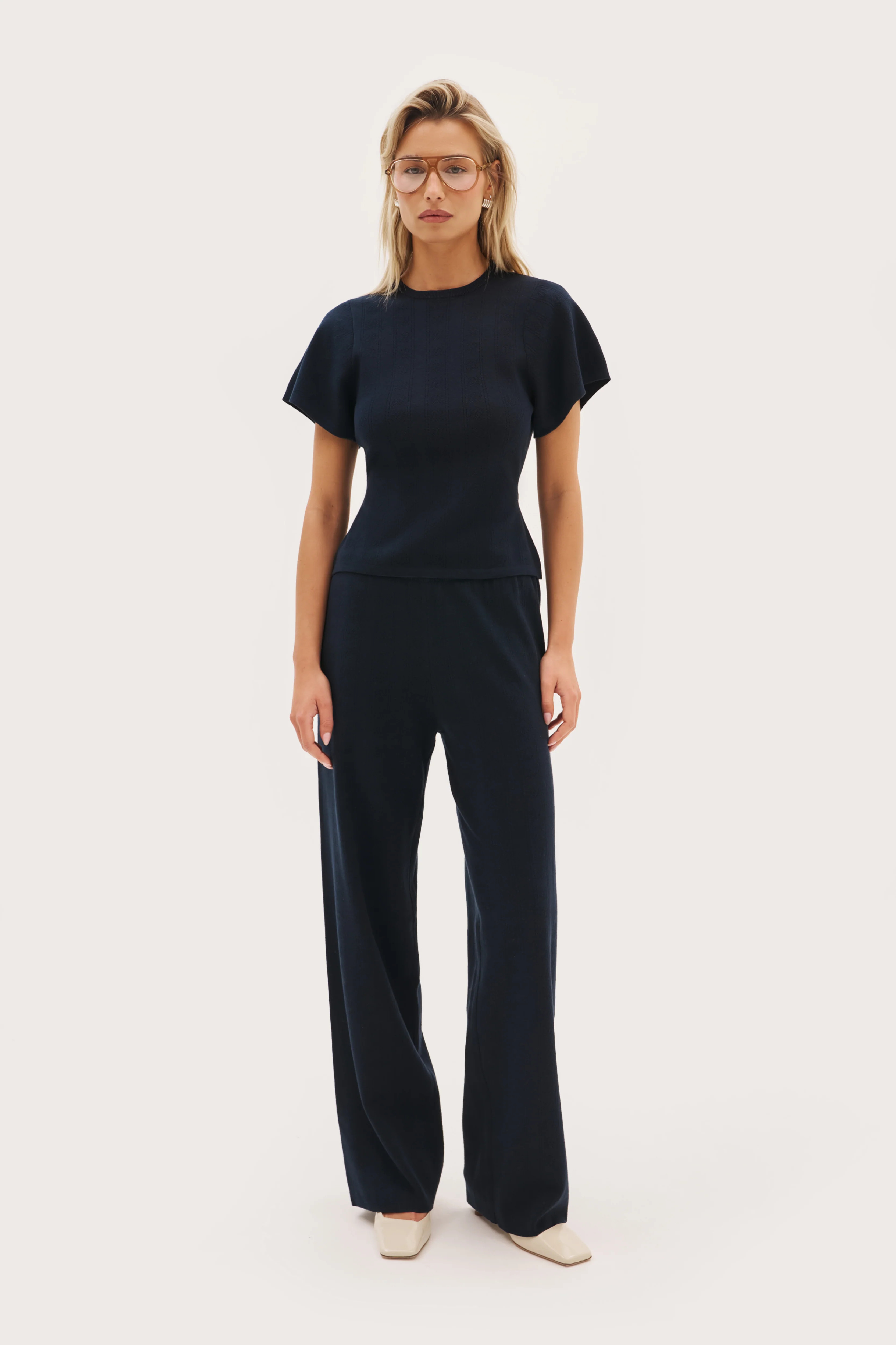 Maebe Pointelle Pants - Navy | Maebe UK