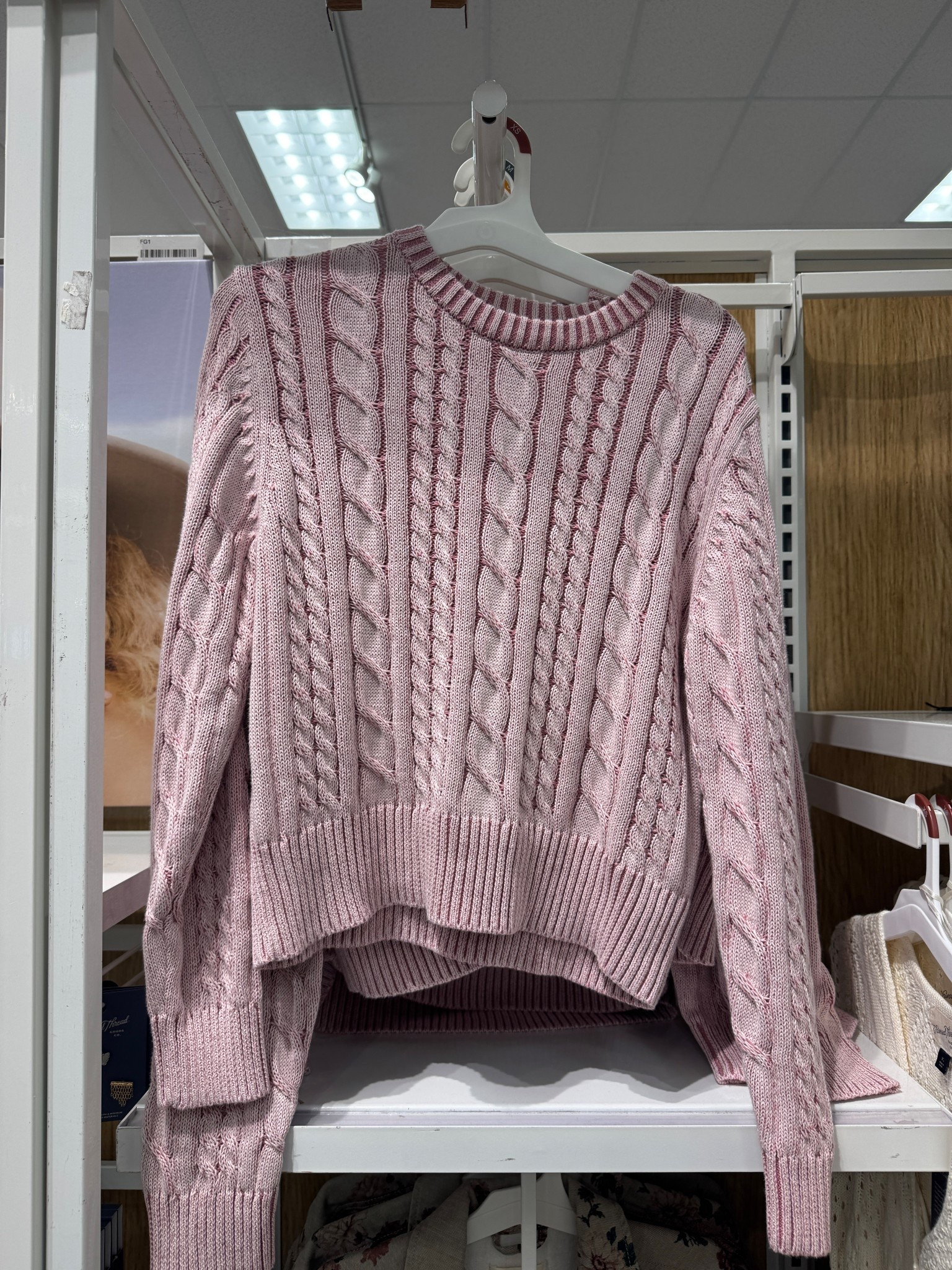 100% cotton cable knit sweater in this gorgeous blush color. I love how it’s darker in between the cable knit. Also comes in blue. 

#LTKootd #LTKOver40