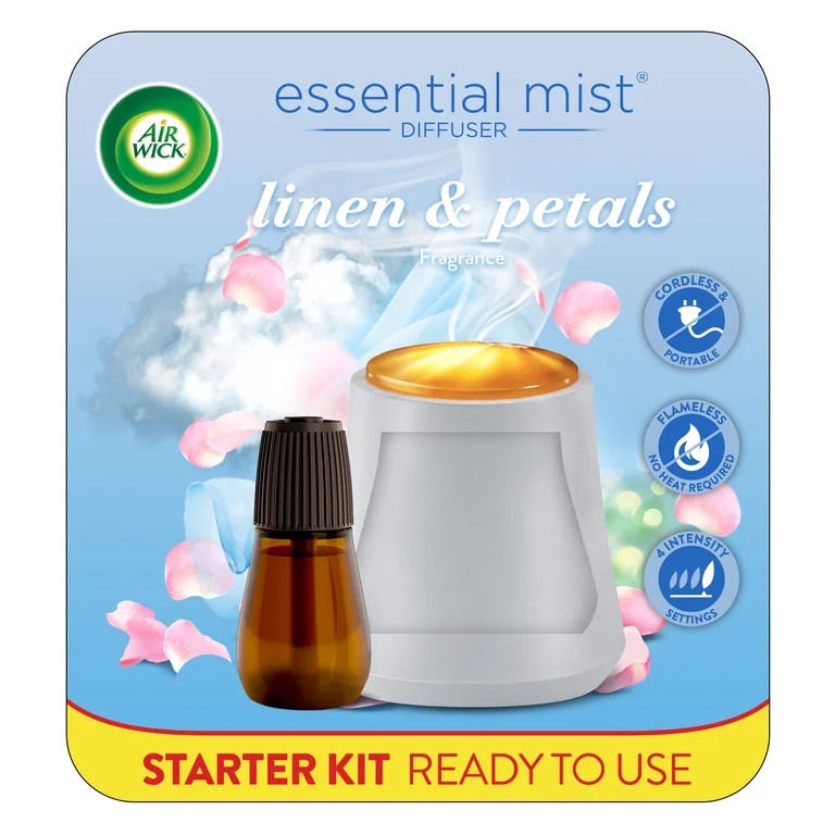 Air Wick Essential Mist Difusor de Ambientador de Aceite Perfumado Kit Inicial, Linen and Petals,... | Walmart (US)