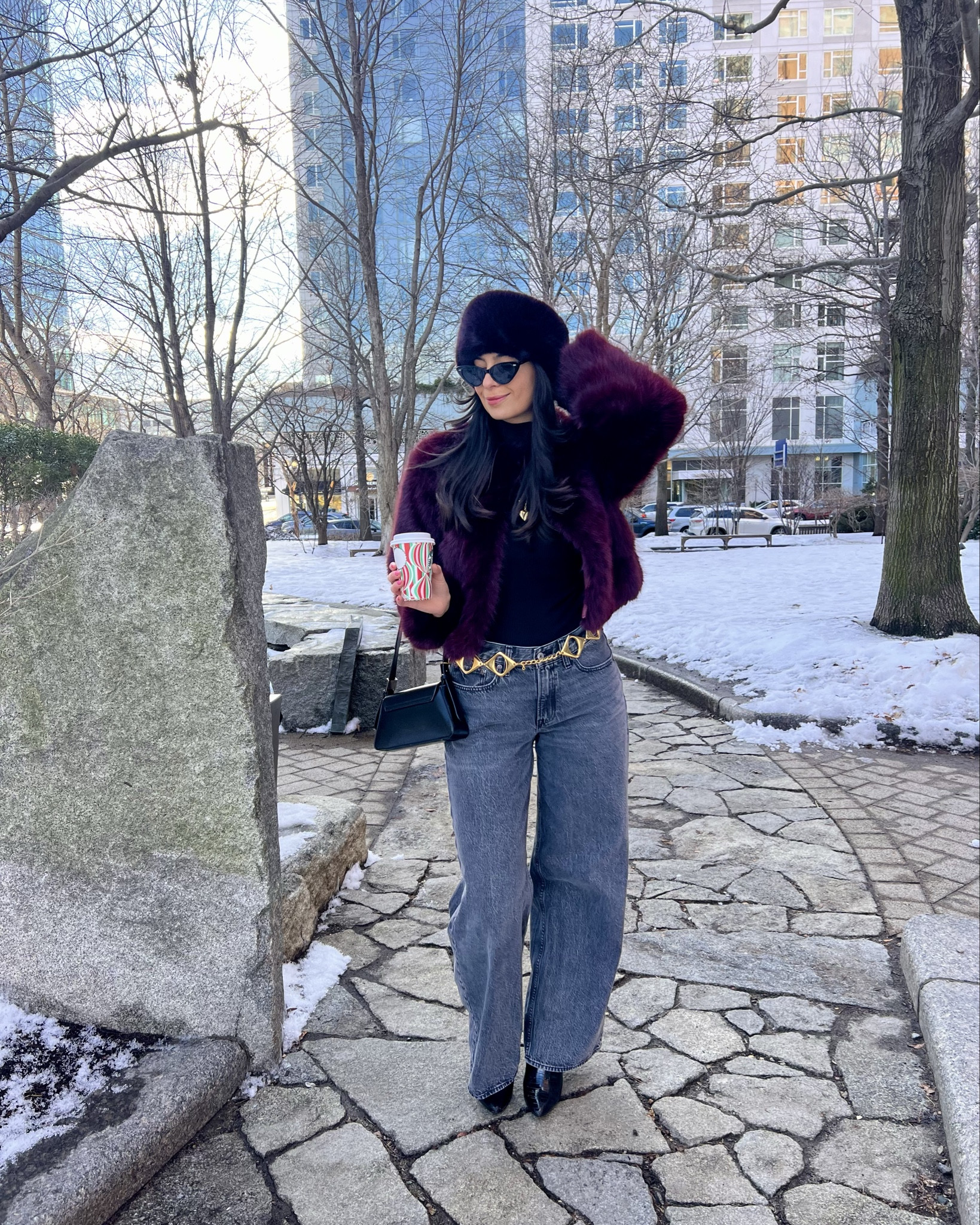 Friday outfit of the day, weekend style, winter style, winter glam, faux fur coat, cozy style, burgundy outfit, winter chic, winter outfit inspiration 

#LTKStyleTip