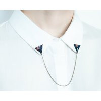 Navy Blue Triangle Collar Brooches, Chain, Geometric Brooch, Unique Gift For Her | Etsy (US)