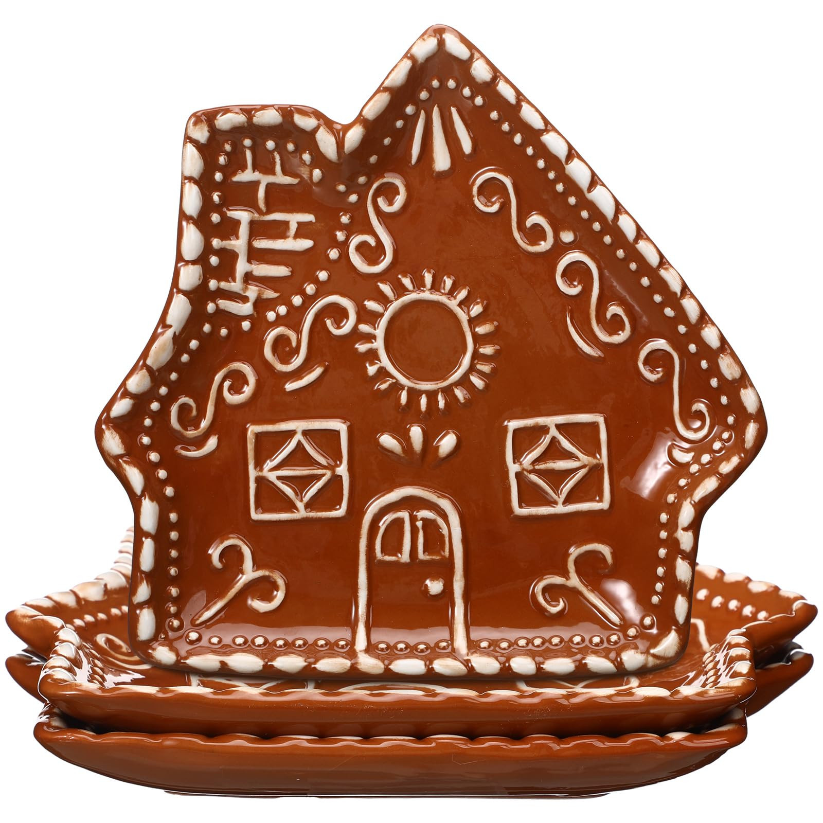 3 Pcs Christmas Gingerbread Plates Xmas Dinner Ceramic Plate 8 inch Holiday Cookie Tableware Deco... | Amazon (US)
