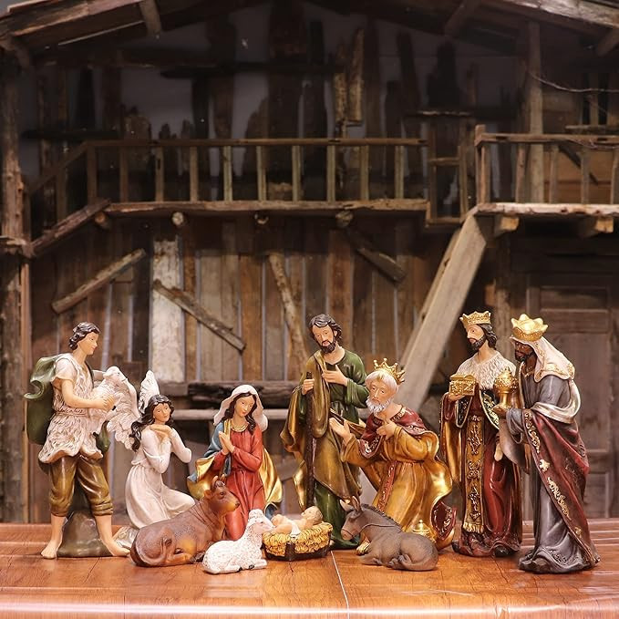 Zayton Nativity Set Christmas Indoor Scene 11 Piece 12 inch Figurines Statue Jesus Manger Crib Or... | Amazon (US)