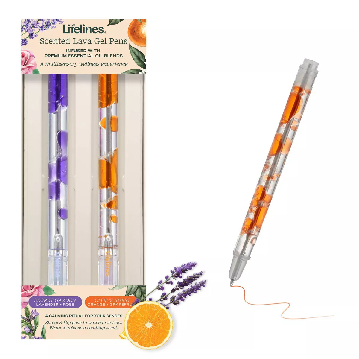 Lifelines 2pk Scented Lava Pen Set Purple/Orange | Target
