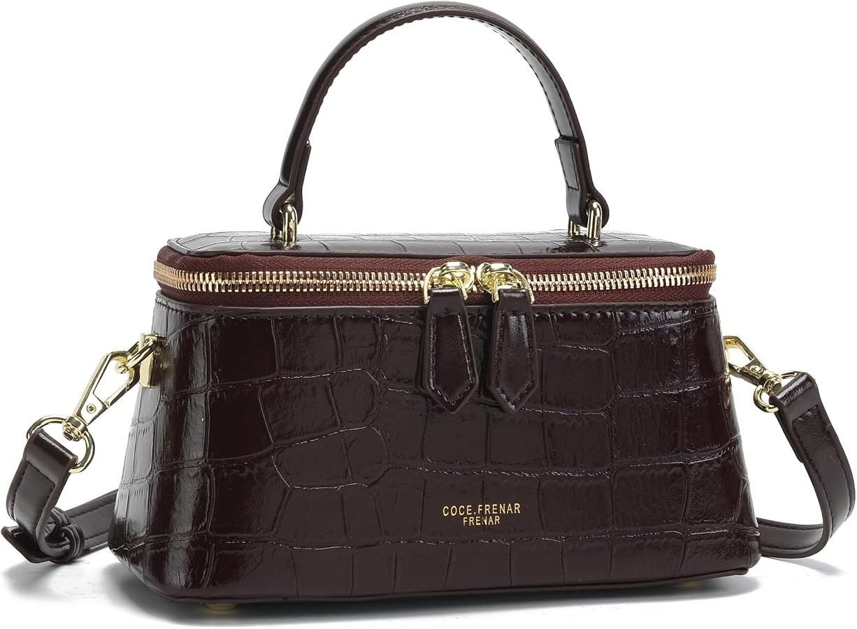 Women's crocodile-embossed crossbody bag, shoulder bag with adjustable shoulder strap, retro squa... | Amazon (US)