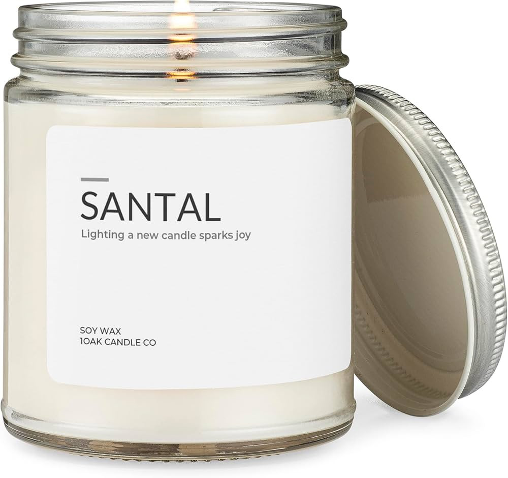 Soy Wax Scented Candles (Santal) - Soy Candles for Home Scented - Long Burning Candles Premium - ... | Amazon (US)