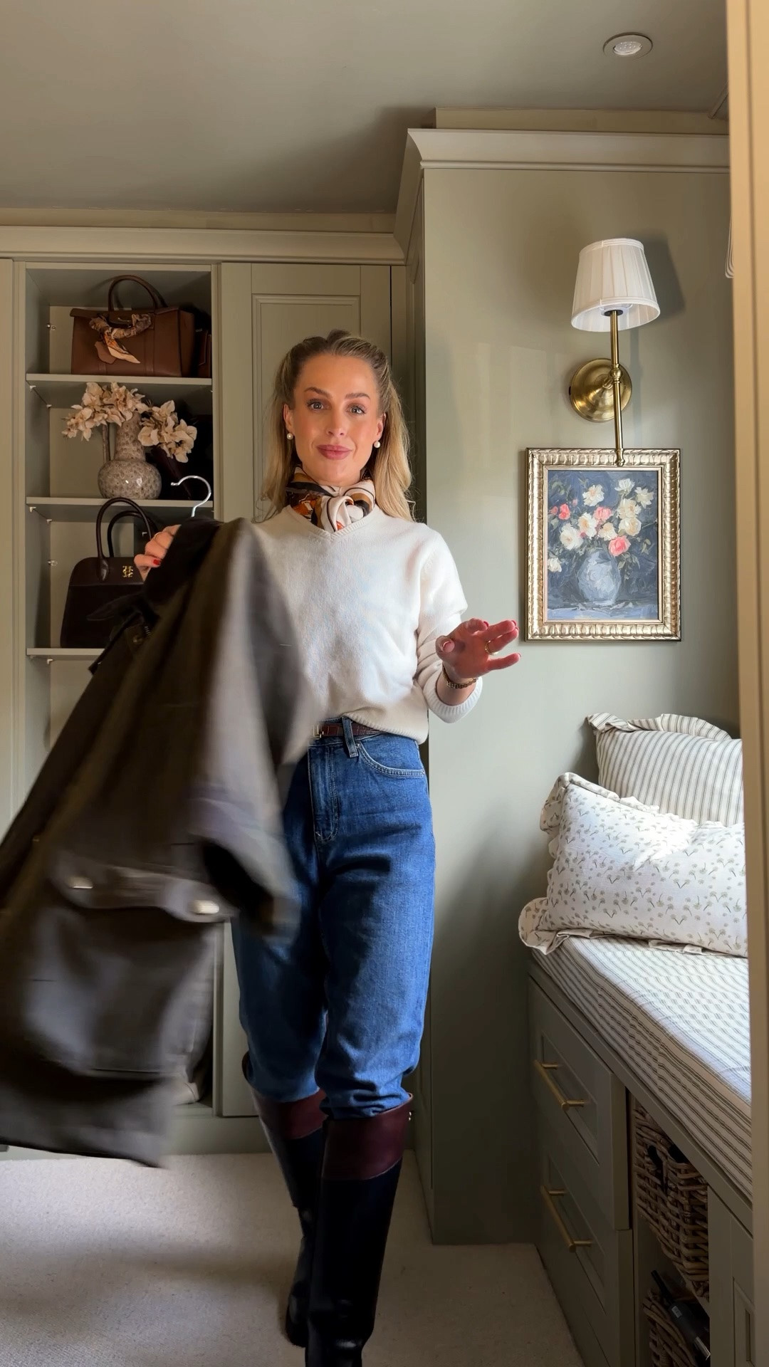 A classic country everyday outfit styling a Barbour with jeans, & knee high boots

#LTKautumn