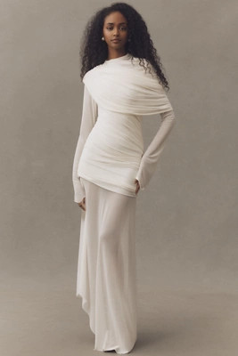 Deme by Gabriella Isla Long-Sleeve Draped Maxi Dress | Anthropologie (US)