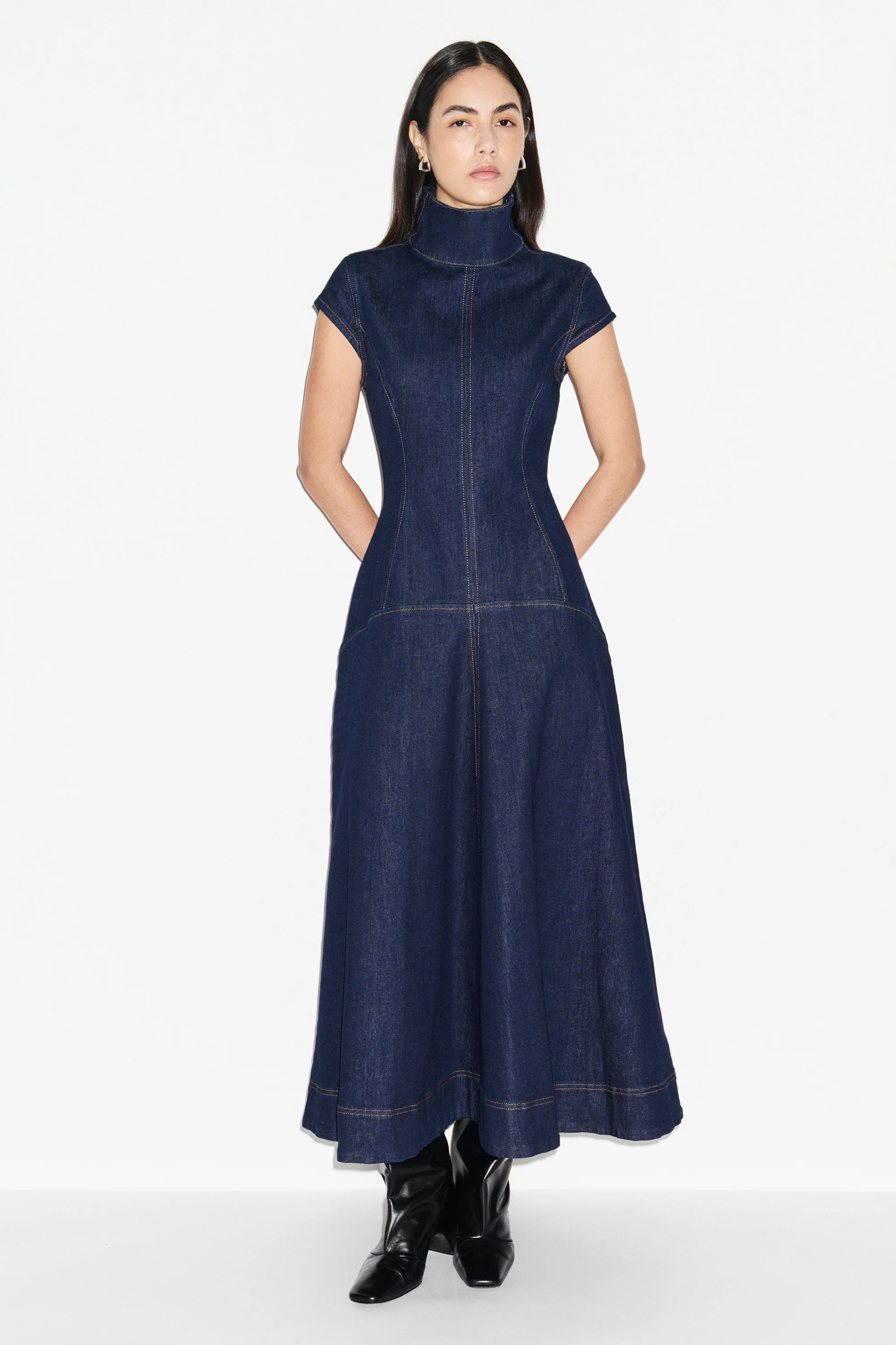 ALIGNE Godet Denim Dress - Indigo | Monroe | ALIGNE UK & EU