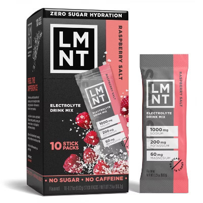 LMNT Zero-Sugar Electrolytes Sports Drink - Raspberry Salt - 2.1oz/10ct | Target