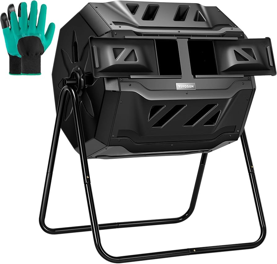 VIVOSUN Outdoor Tumbling Composter Dual Rotating Batch Compost Bin, 43 Gallon Black Door | Amazon (US)
