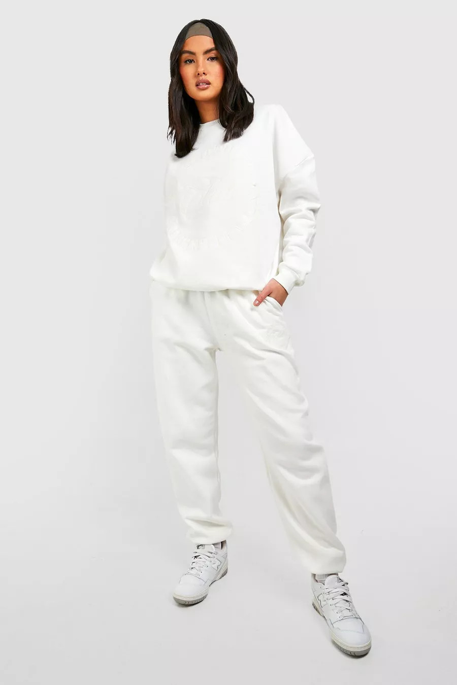 Tonal Embroidered Sweatshirt Tracksuit | Boohoo.com (US & CA)