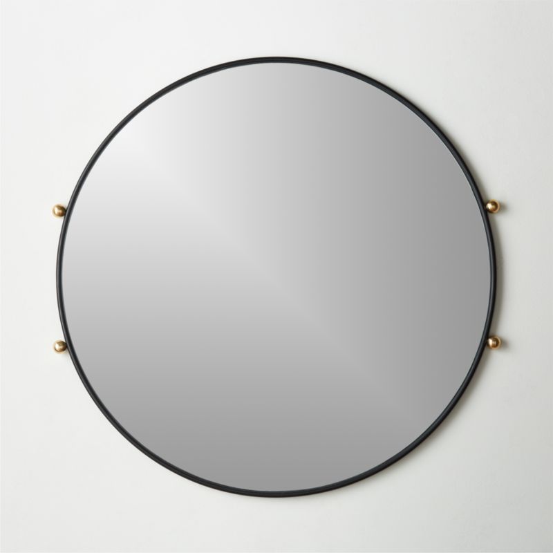 Farren Modern Round Matte Black Mirror 30" | CB2 | CB2