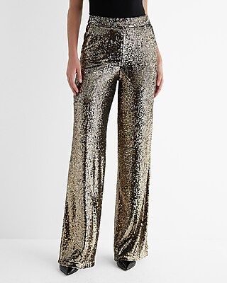 High Waisted Sequin Wide Leg Pant | Express