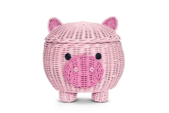 Large Pig Rattan Storage Basket with Lid Decorative Decor Hand | Etsy | Etsy (US)