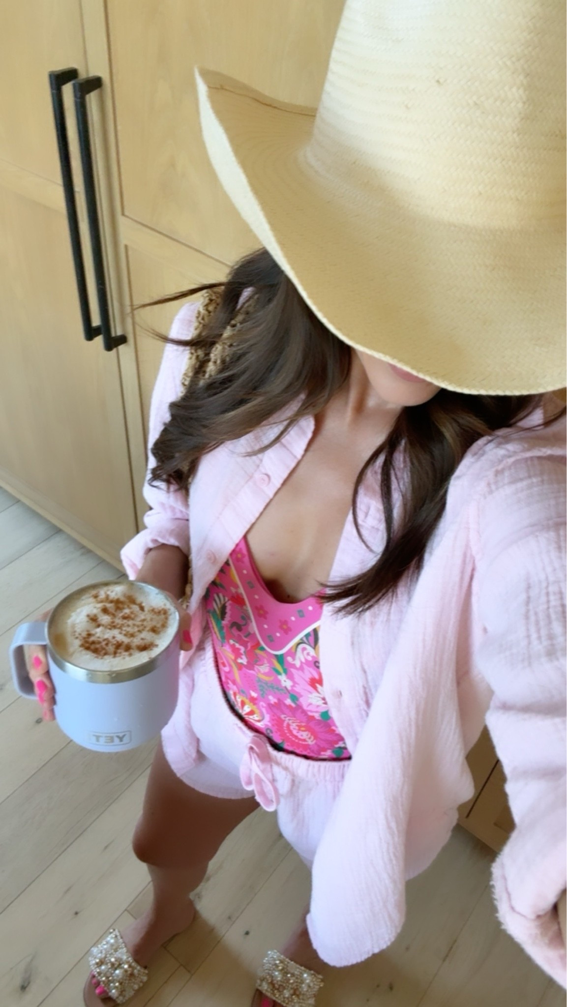 Boat day summer outfit 🚤☀️ Pink swim suit and cotton set paired with a straw Cowboy hat and slides 🎀 wearing smalls

#LTKootd #LTKSeasonal #LTKSwim