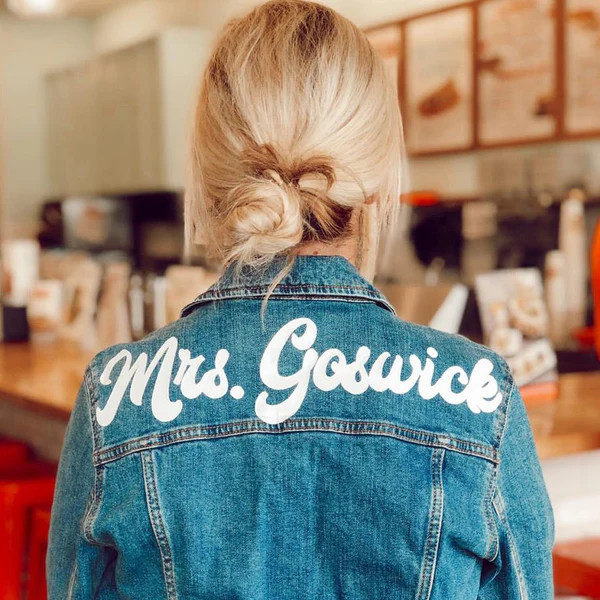 Retro Last Name Jean Jacket | Sprinkled With Pink