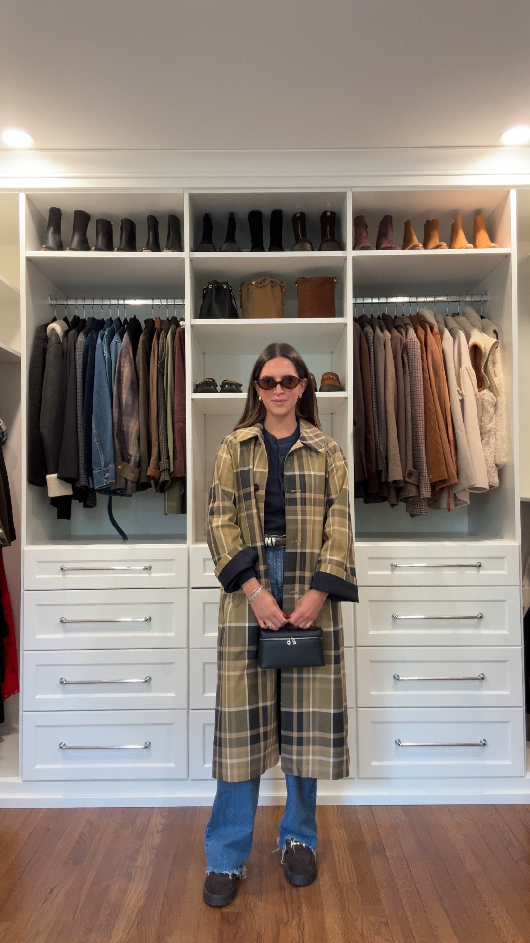 Same Jean style is linked they just don’t have the exact same frayed bottom pair anymore 
Size small cardigan 
Size Xsmall belt 
Size 2 jacket 

Trench coat 
Jeans 
Denim 
Loafers 

#LTKSeasonal #LTKSaleAlert #LTKStyleTip