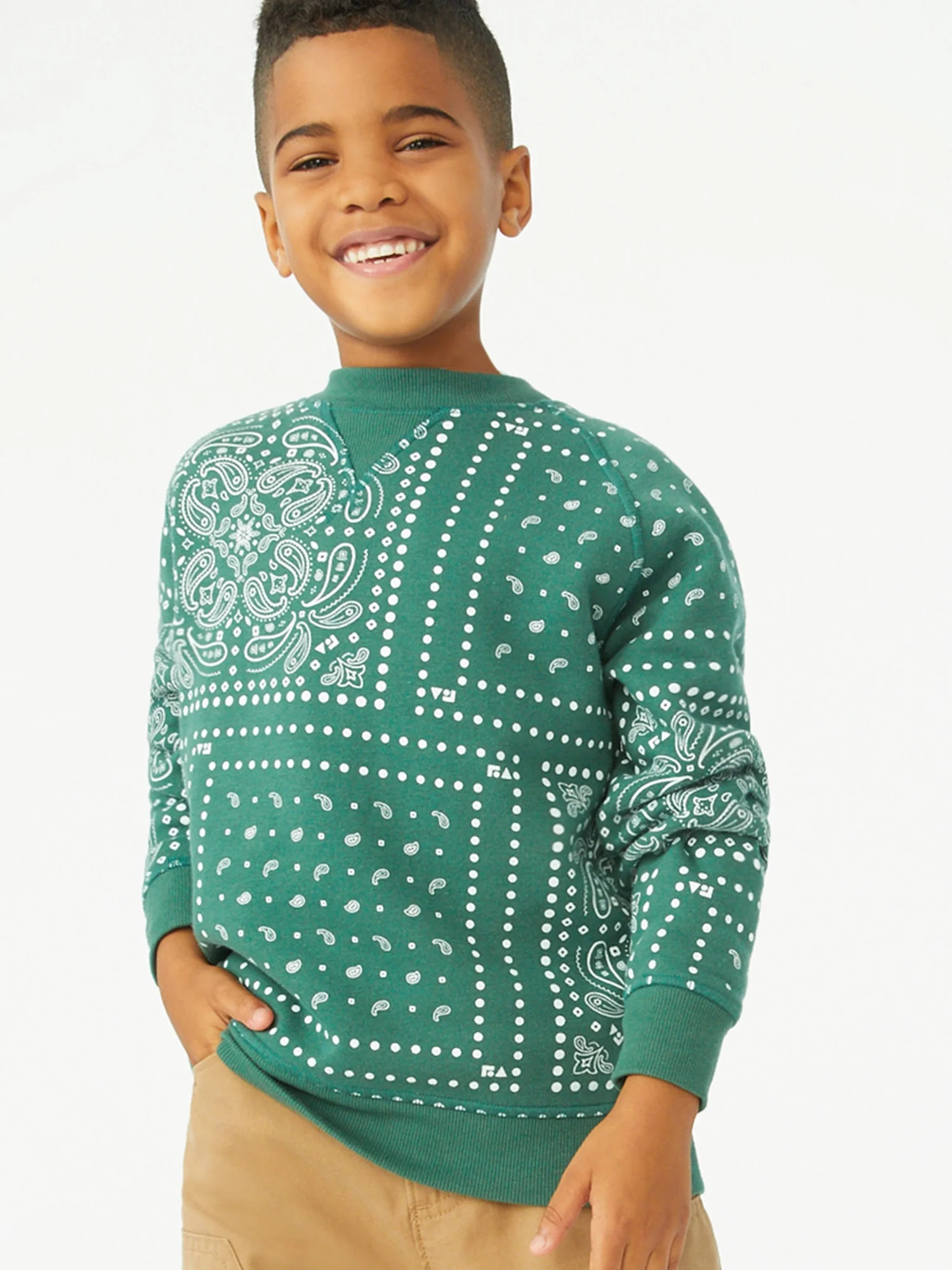 Free Assembly Boys Raglan Crew Neck Sweatshirt without Pocket, Sizes 4-18 | Walmart (US)