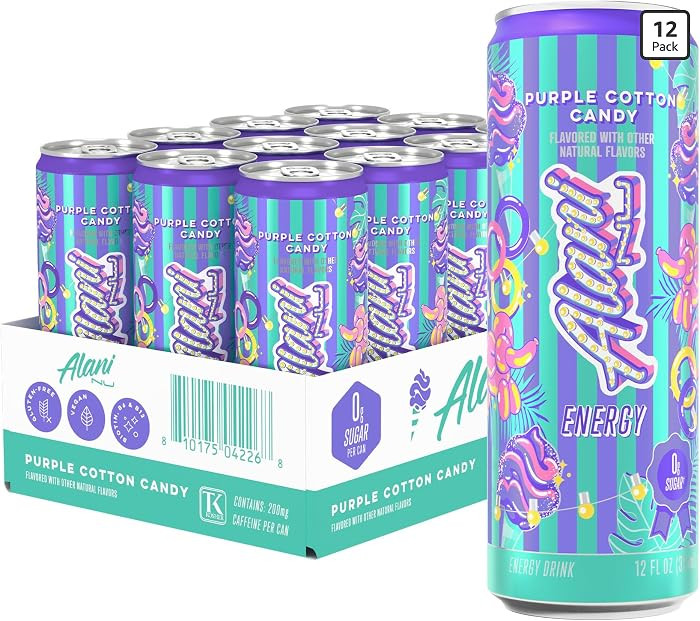 Alani Nu Purple Cotton Candy Sugar Free Energy Drink (Pack of 12) | Amazon (US)