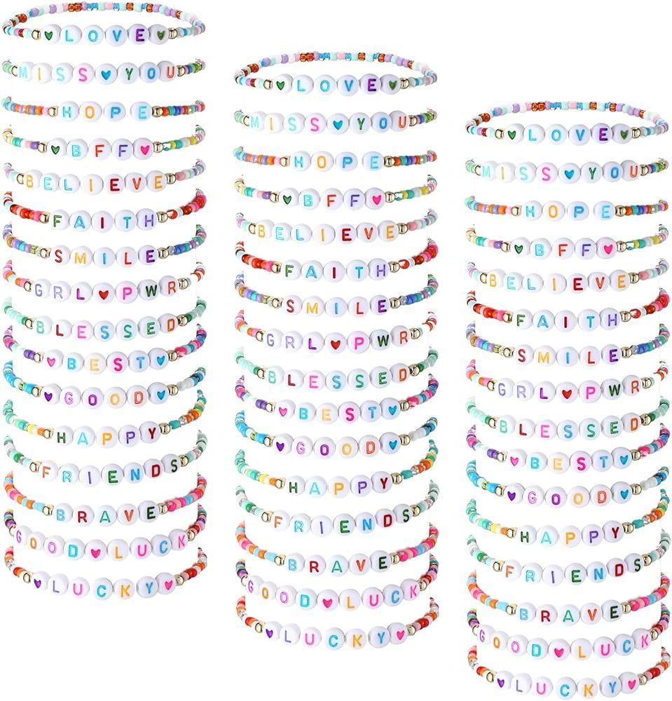 Otuuz 48 Pcs Colorful Kids Friendship Bracelet Set Adjustable Beads Bracelets Cute Friendship Pri... | Amazon (US)