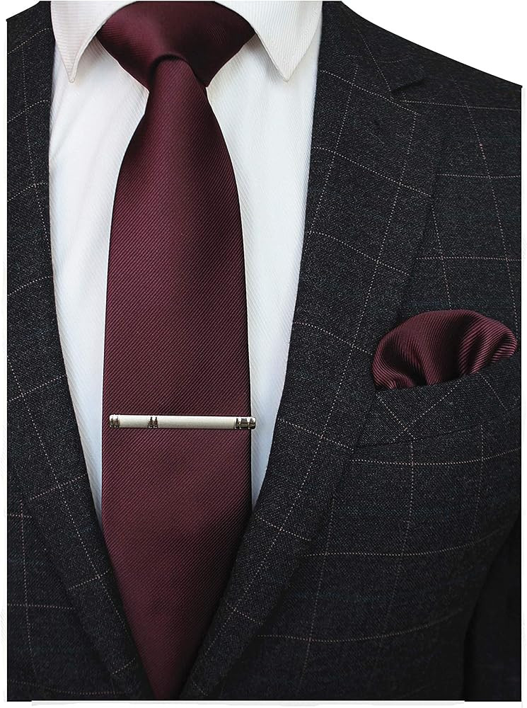 JEMYGINS Solid Color Formal Necktie and Pocket Square Tie Clip Sets for Men | Amazon (US)