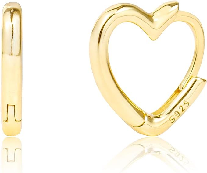 925 Sterling Silver Small Hoop Earrings Hypoallergenic 14K Gold Plated Huggie Hoop Earrings for W... | Amazon (US)