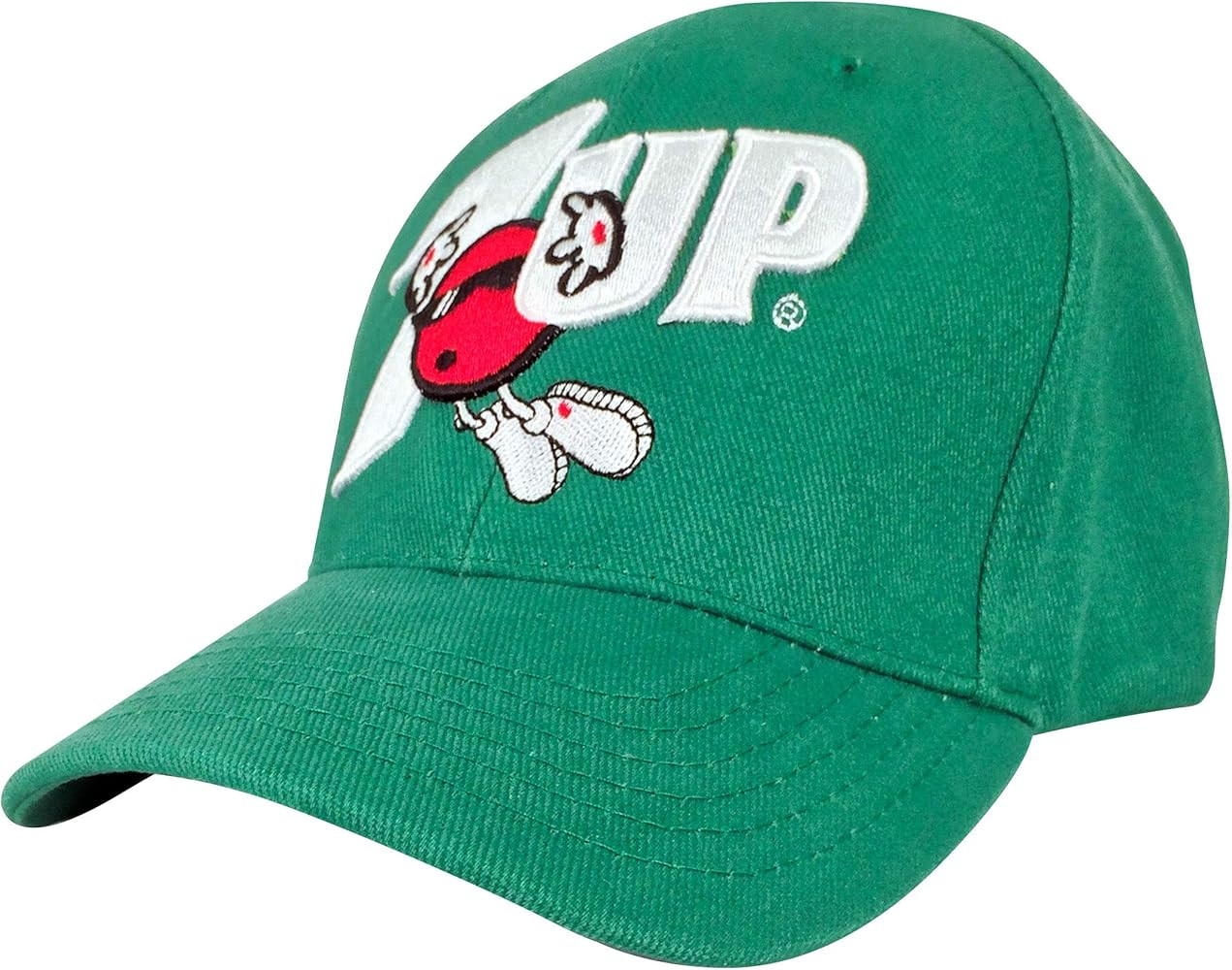 Tee Luv 7UP Soda Logo Hat - 7 Up Cool Spot Cartoon Mascot Baseball Cap (Green) | Amazon (US)