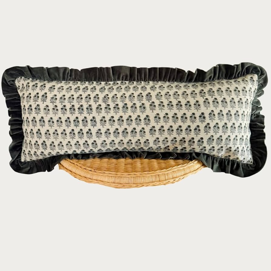 Palm & Loom 100% Cotton Linen - Long Lumbar Cushion Cover – Neera Decorative Throw Pillow Case ... | Amazon (US)