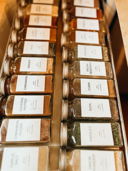This spice drawer was in need of some major organization. I had been saving these glass spice jars for awhile and finally bought labels to put on them. I don’t know why I waited so long. If you need jars too, I’m linking some that come with labels too!

#spicedrawer #spicedrawerorganization #organize #kitchenorganization #kitchen

#LTKfindsunder50 #LTKhome