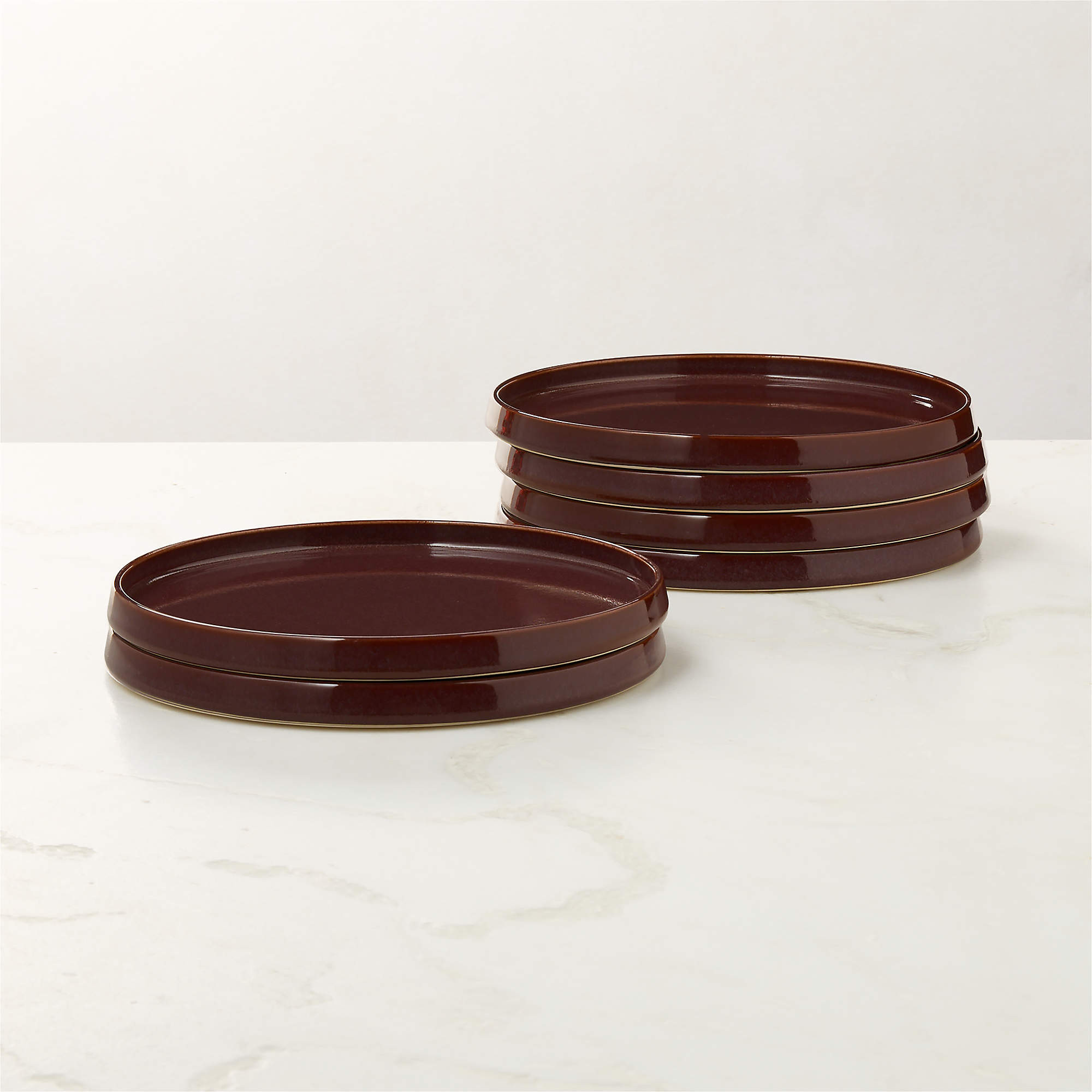 Prado Oxblood Dinner Plates With Reactive Glaze Set of 6 + Reviews | CB2 | CB2