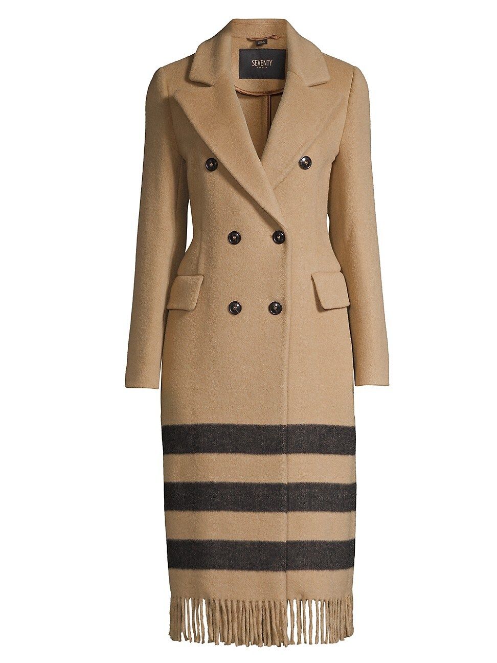 Seventy Women's Stripe Hem Double-Breasted Coat - Cammello - Size 6 | Saks Fifth Avenue