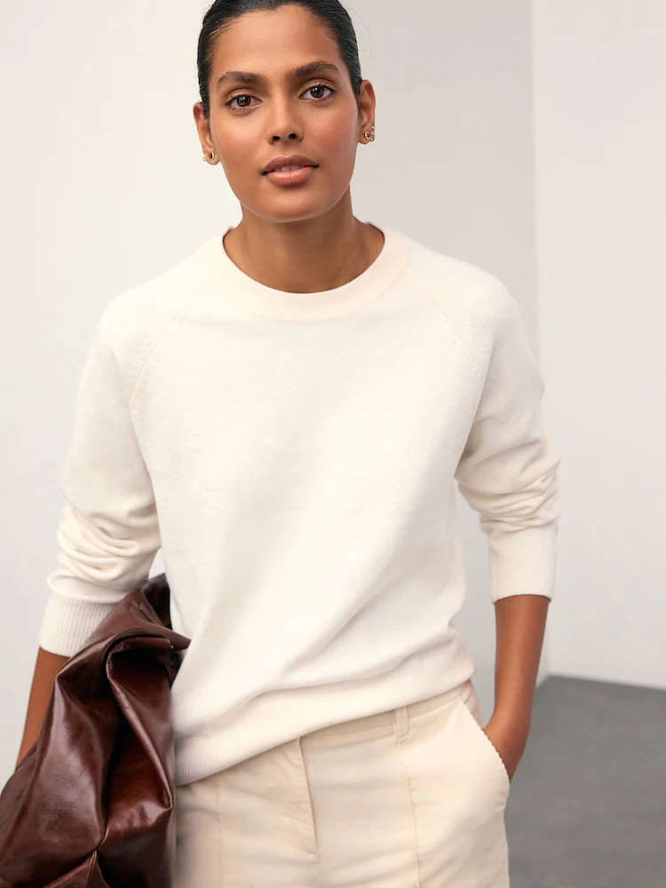 Buy Ecru Supersoft Crew Neck Long Sleeve Jumper from Next United Arab Emirates | Next UAE