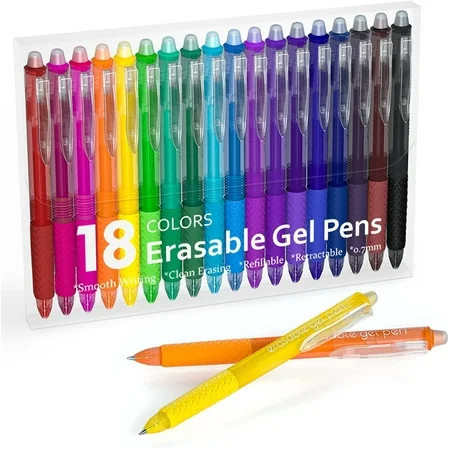 Erasable Gel Pens, 18 Colors Lineon Retractable Erasable Pens Clicker, Fine Point, Make Mistakes Disappear, Assorted Color Inks for Drawing Writing Planner and Crossword Puzzles | Walmart (US)