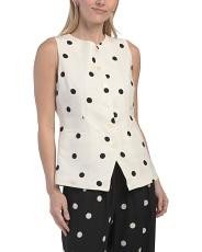 Linen Blend Button Down Vest | TJ Maxx