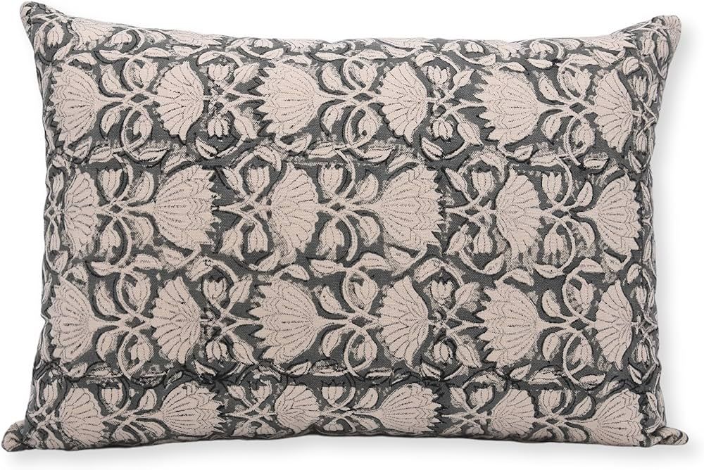 Fabritual Block Print Duck Canvas Cotton 14x20 Throw Pillow Covers, Decorative Handmade Pillow Co... | Amazon (US)