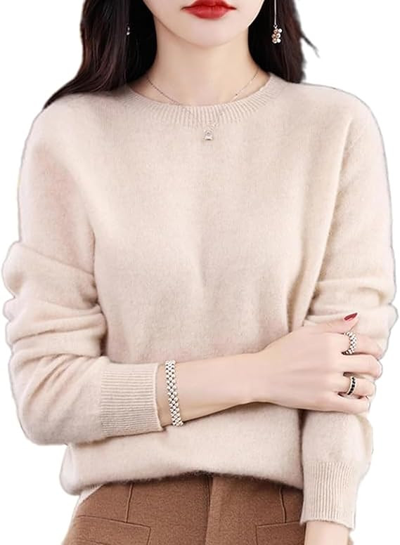 Cashmere Sweaters for Women, 100% Cashmere Crew Neck Long Sleeve Soft Pullover Sweater | Amazon (US)