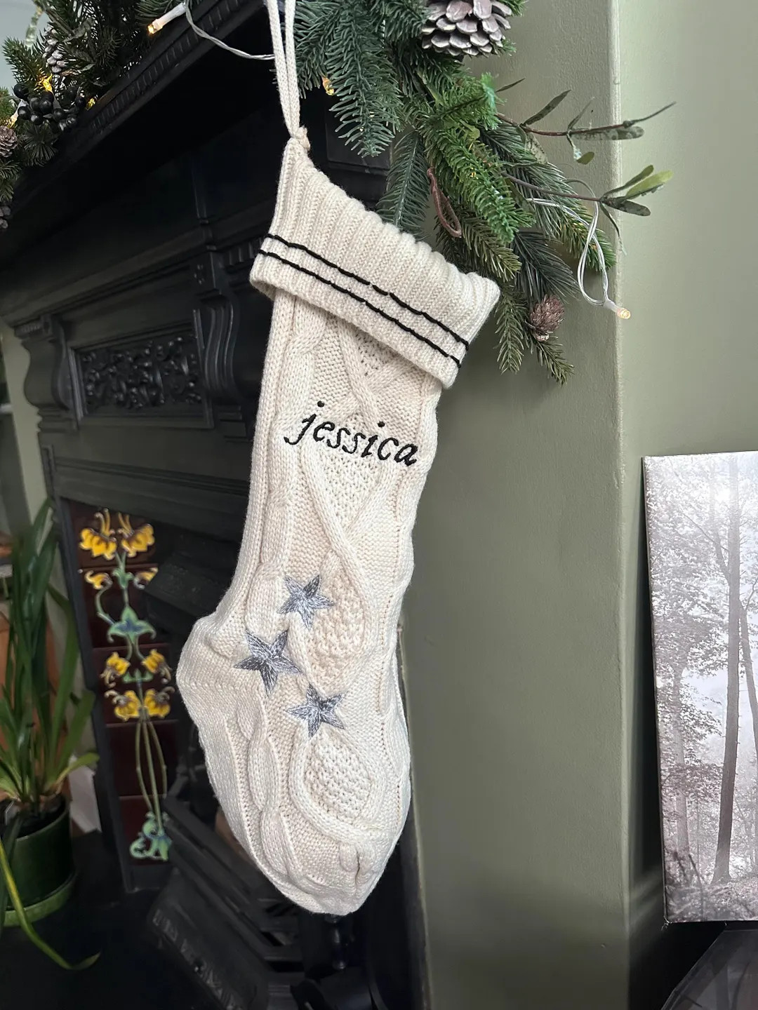 Folklore Embroidered Christmas Stocking for Swiftie Folklore Silver Stars - Etsy | Etsy (US)