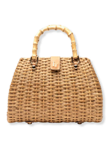 Frances Valentine Rooster Toast Wicker Bamboo Handle Bag | The Willow Tree