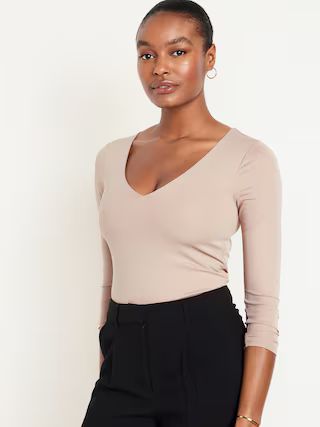 Long-Sleeve Double-Layer Sculpting Cropped T-Shirt for Women | Old Navy (US)