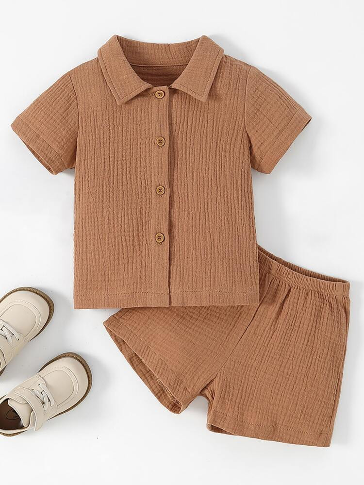 Baby Button Up Shirt & Shorts | SHEIN