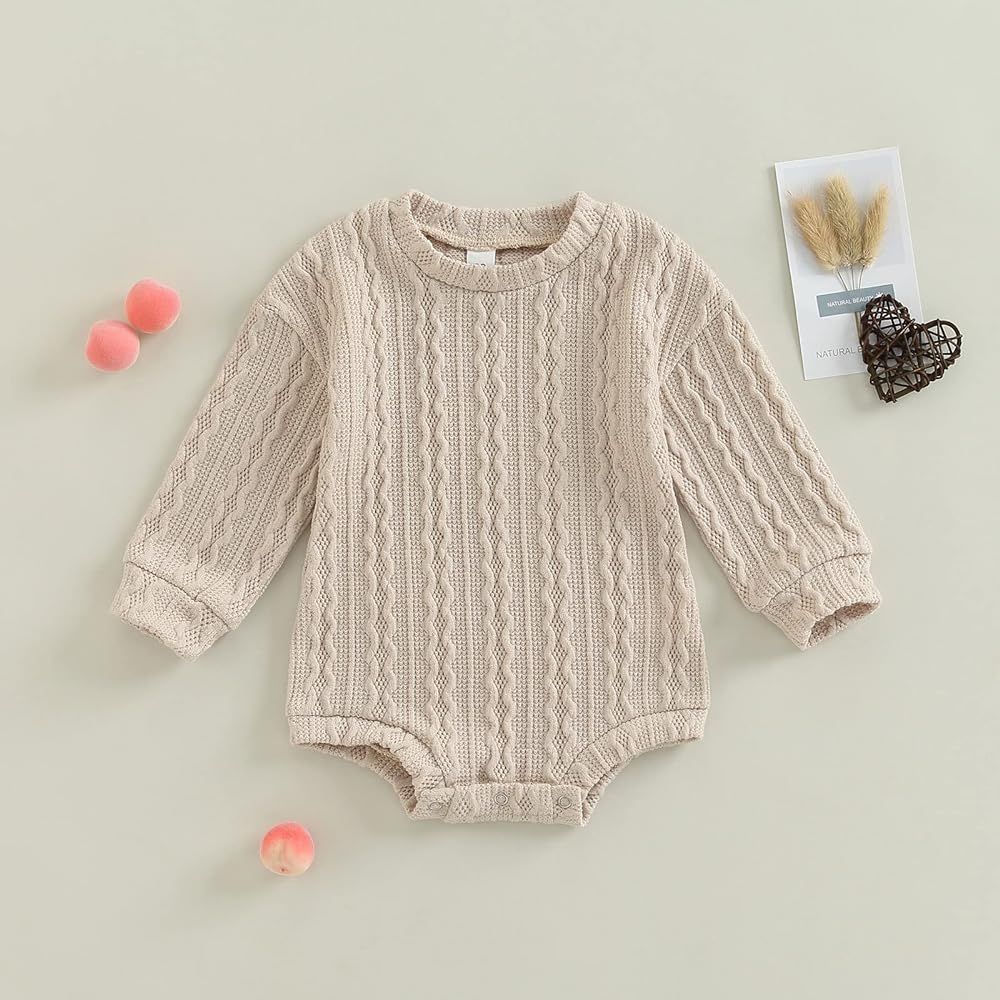Infant Baby Sweater Romper Girl Boy Knitted Sweatshirt Pullover Tops Fall Winter Clothes | Amazon (US)