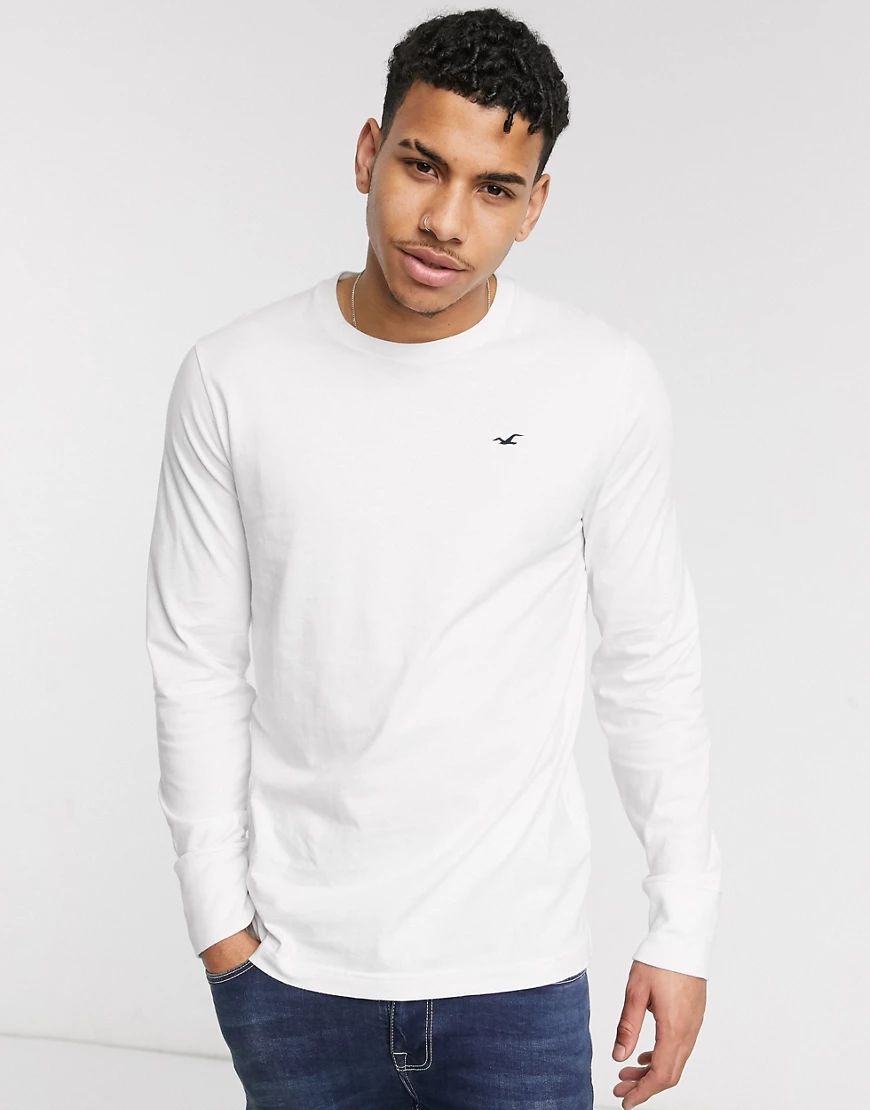 Hollister icon logo long sleeve top in white | ASOS (Global)