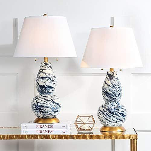 Safavieh Lighting Collection Color Swirls Navy / White 29-inch Bedroom Living Room Home Office De... | Amazon (US)
